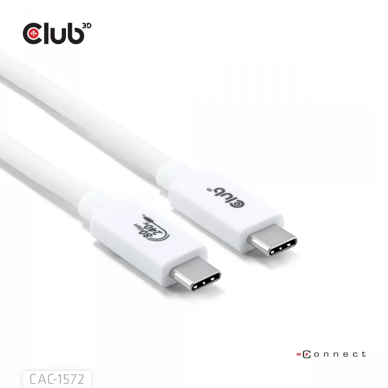 CLUB3D USB 80Gbps certyfikowany 240W 8K240Hz Type-C® 1.2m / 3.94ft czarny kabel