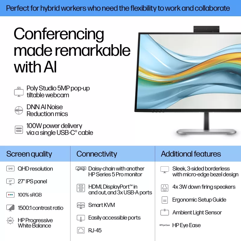 Monitor konferencyjny HP Series 5 Pro 27 cali QHD USB-C - 527pm