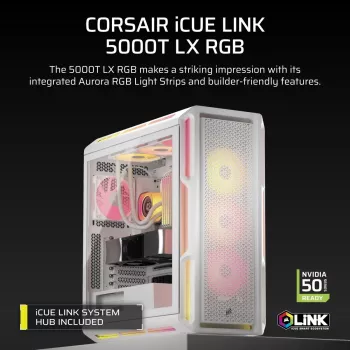 Obudowa PC CORSAIR - Geh Midi 5000T LX RGB (szkło hartowane) biała