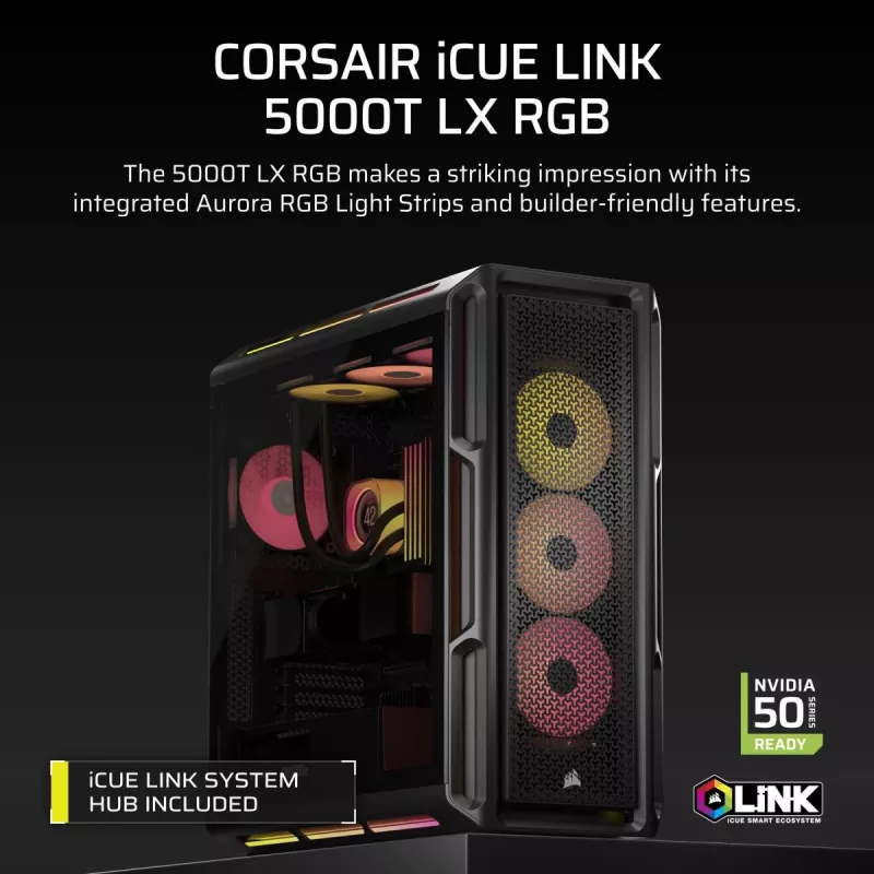 Obudowa PC CORSAIR - Icue Link 5000t Lx RGB Mid-tower High-performance