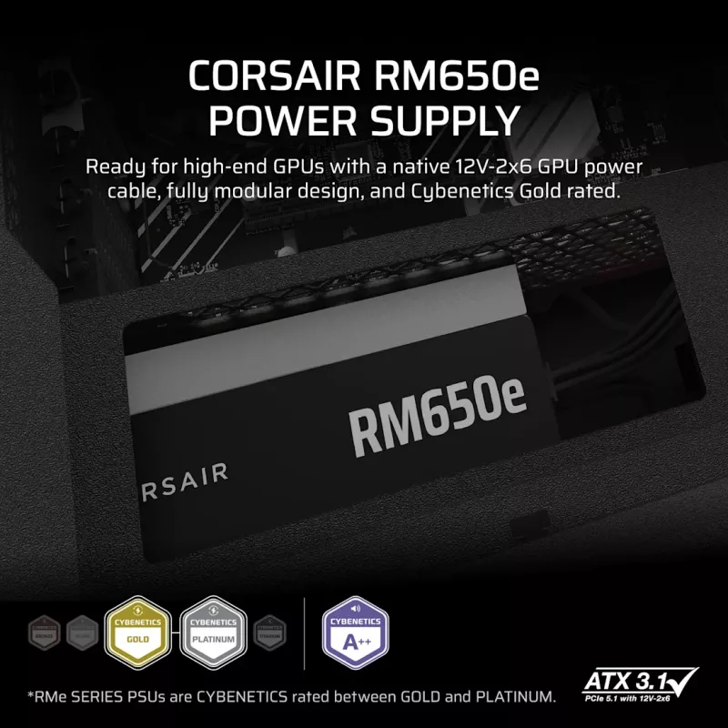 Zasilacz CORSAIR RMe Series RM650e w pełni modułowy, niskoszumny ATX 650W