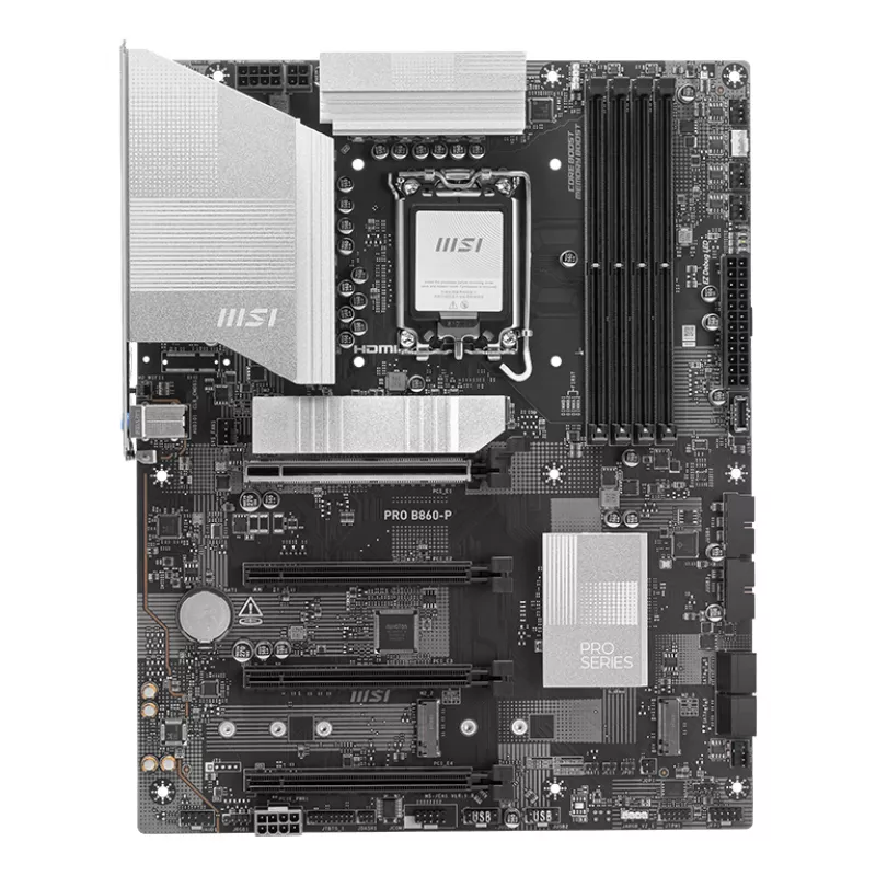 Płyta główna MSI PRO B860-P — Intel B860, LGA 1851, ATX, DDR5, 4 DIMM, 3×M.2, 5Gb LAN, HDMI 2.1