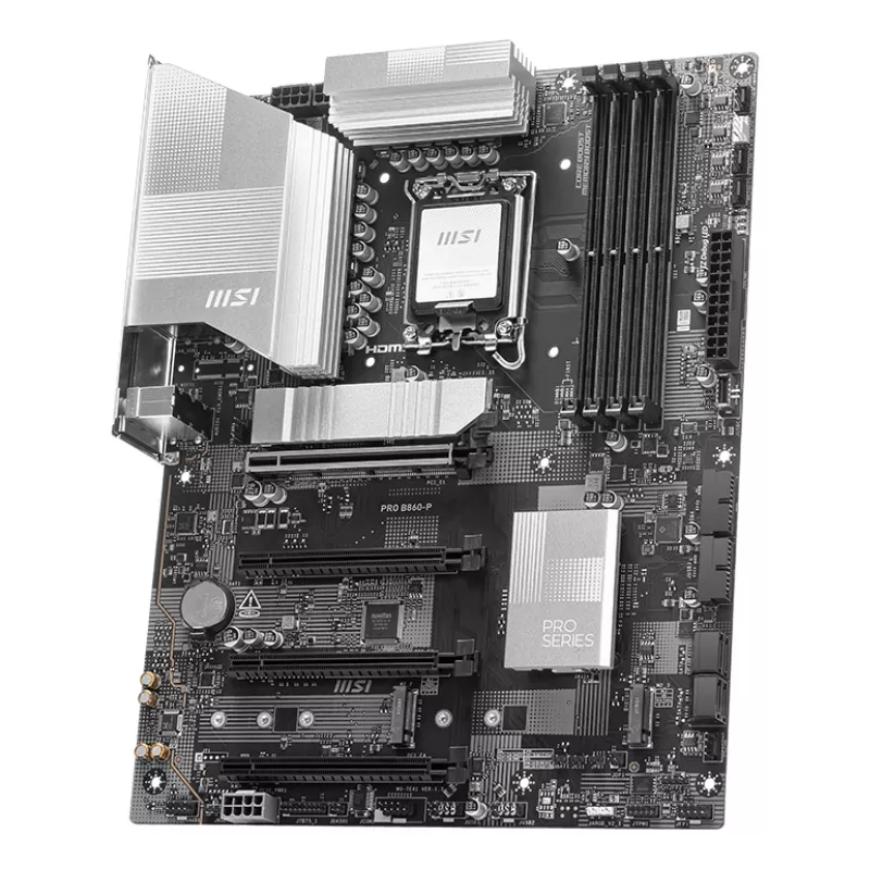 Płyta główna MSI PRO B860-P — Intel B860, LGA 1851, ATX, DDR5, 4 DIMM, 3×M.2, 5Gb LAN, HDMI 2.1