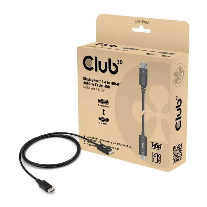 CLUB3D CAC-1083 kabel DisplayPort 2 m HDMI typu D (Micro) czarny