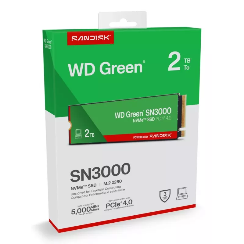 WESTERN DIGITAL SSD - WD zielony SN3000 NVMe - 500GB - Pci-e Gen4 x4 - M.2 2280