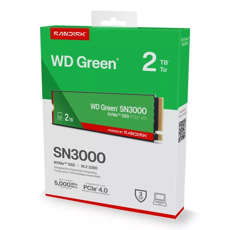 WESTERN DIGITAL SSD - WD zielony SN3000 NVMe - 500GB - Pci-e Gen4 x4 - M.2 2280