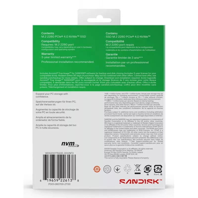 WESTERN DIGITAL SSD - WD zielony SN3000 NVMe - 500GB - Pci-e Gen4 x4 - M.2 2280