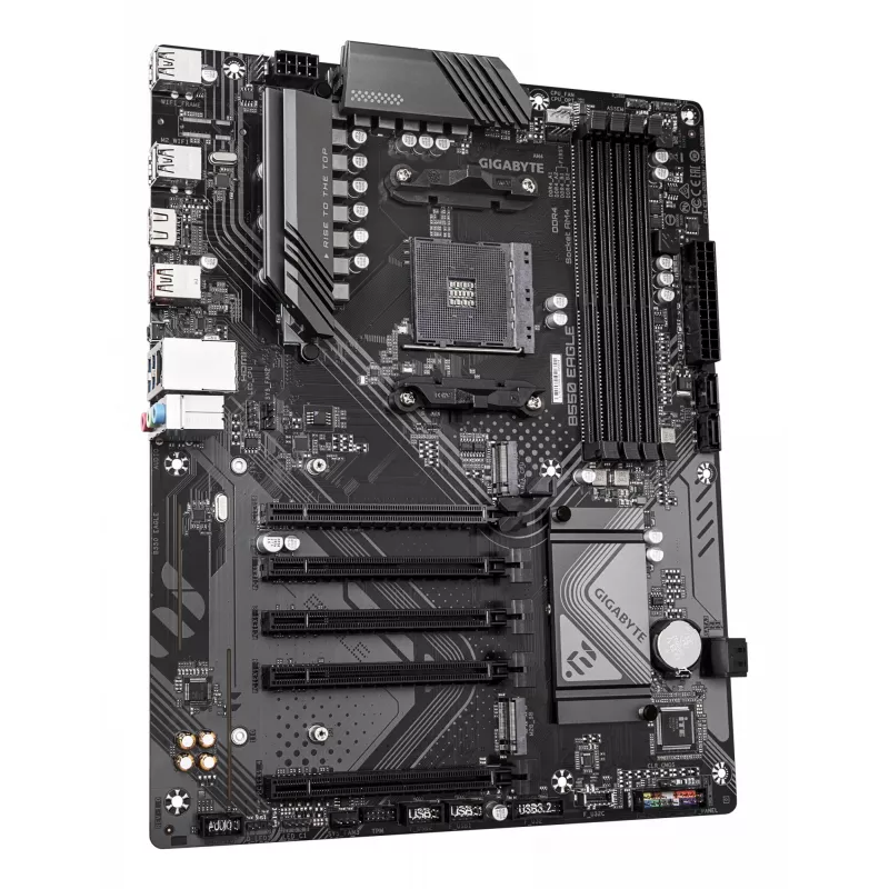 Płyta główna GIGABYTE B550 EAGLE - procesory AMD Ryzen 5000 G-Series, 10+3+1 faz VRM, do 3200MHz DDR4, 1xPCIe 4.0 + 1xPCIe 3.0 M.2, 1GbE LAN, USB 3.2 Gen 2
