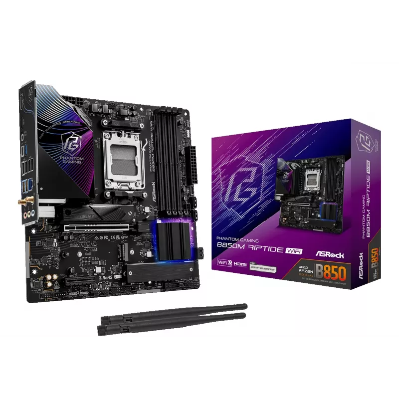 Płyta główna ASRock B850M Riptide WiFi AM5 AMD B850 4 x DDR5 1 x HDMI 2.1 TMDS/FRL 8G 1 x DisplayPort 1.4 z DSC mATX