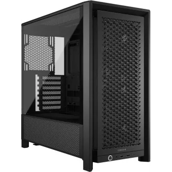 Obudowa PC CORSAIR FRAME 4000D RS Midi Tower — czarna, obsługa EATX, panel boczny ze szkła hartowanego, USB-C, 3x120 mm wentylatory z przodu