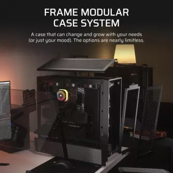Obudowa PC CORSAIR FRAME 4000D RS Midi Tower — czarna, obsługa EATX, panel boczny ze szkła hartowanego, USB-C, 3x120 mm wentylatory z przodu