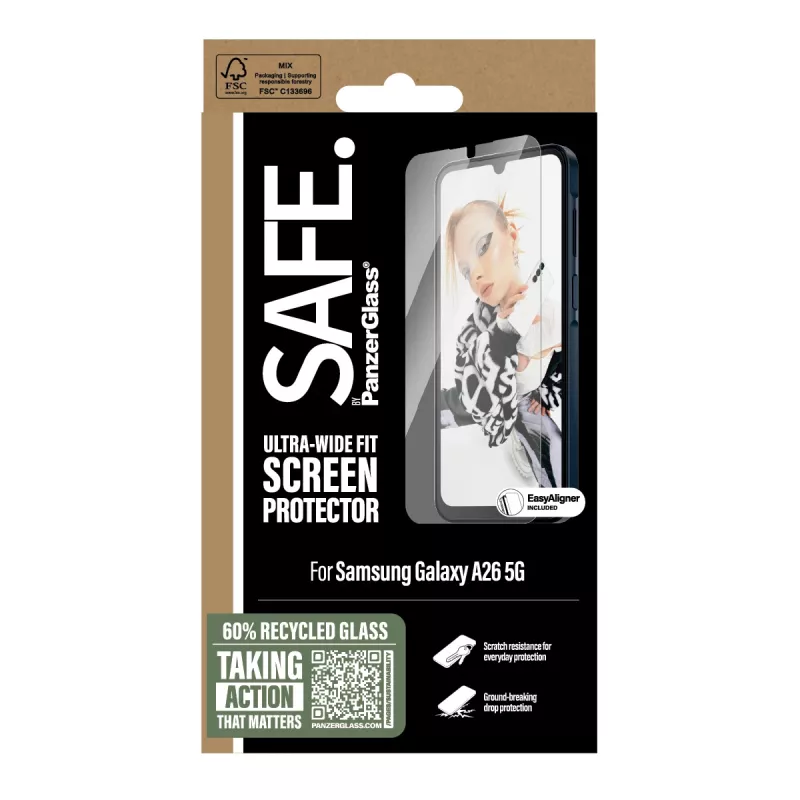 PanzerGlass SAFE. by ® Screen Protector Samsung Galaxy A26 5G | Ultra-Wide Fit z EasyAligner