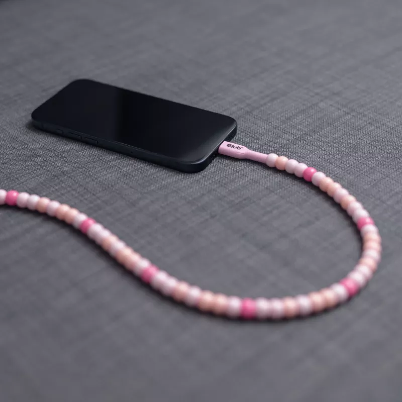 CLUB3D USB-C® kabel koralikowy, różowy, 2 m, USB C, USB C, 0.48 Gbit/s, różowy