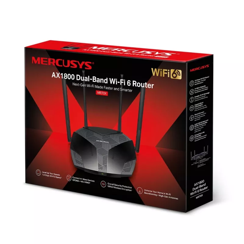 Bezprzewodowy router MERCUSYS MR70X Gigabit Ethernet Dwupasmowy (2,4 GHz / 5 GHz) Czarny