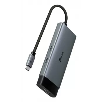 TP-Link UH5020C hub USB-C, 5 portów, HDMI 4K@60Hz, 100 W Power Delivery, 1x USB-C, 2x USB-A, 5 Gbps, aluminium, szary