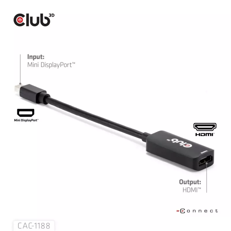 Adapter Club 3D Mini DisplayPort 1.4 na HDMI 8K60Hz M/Ż, złącze Mini DisplayPort