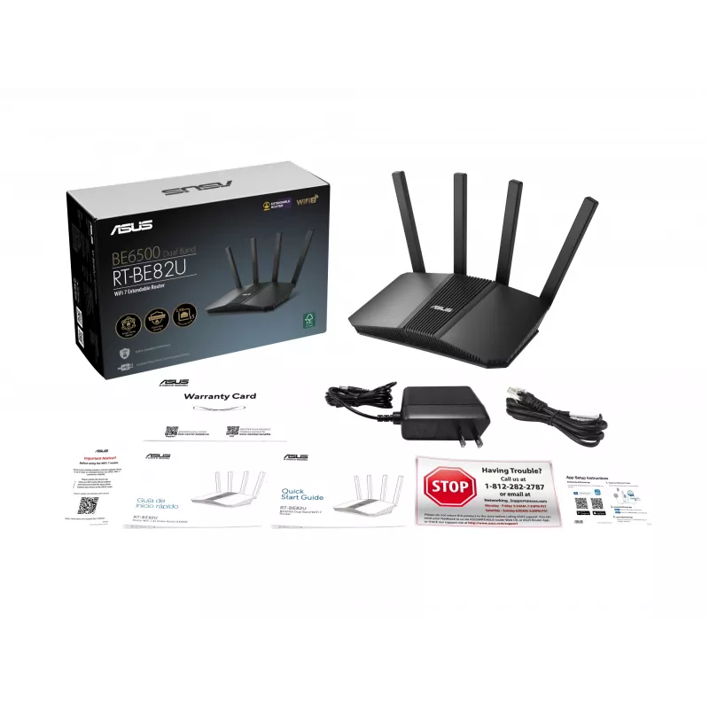ASUS RT-BE82U BE6500 router bezprzewodowy 2.5 Gigabit Ethernet Dual-band (2.4 GHz / 5 GHz) Czarny