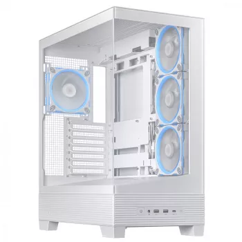 Obudowa PC ASUS A31 Plus TG ARGB WHITE Midi Tower — ATX, szkło hartowane, ARGB, 3x120mm + 1x120mm wentylatory, 38 cm GPU, 165 mm cooler CPU