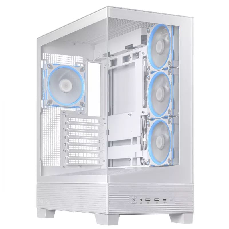Obudowa PC ASUS A31 Plus TG ARGB WHITE Midi Tower — ATX, szkło hartowane, ARGB, 3x120mm + 1x120mm wentylatory, 38 cm GPU, 165 mm cooler CPU