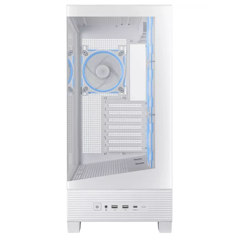 Obudowa PC ASUS A31 Plus TG ARGB WHITE Midi Tower — ATX, szkło hartowane, ARGB, 3x120mm + 1x120mm wentylatory, 38 cm GPU, 165 mm cooler CPU