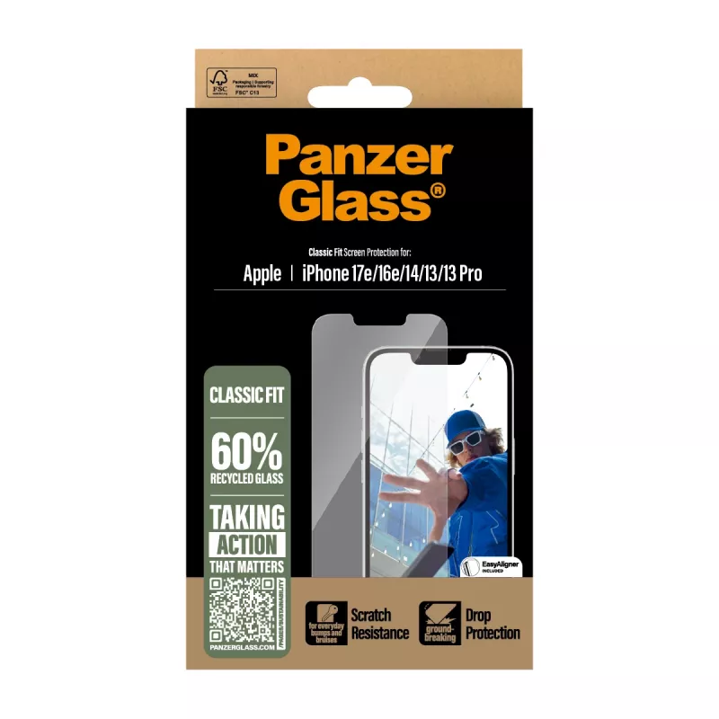 PanzerGlass® Screen Protector iPhone 17e | 16e | 14 | 13 | 13 Pro | Classic Fit z EasyAligner