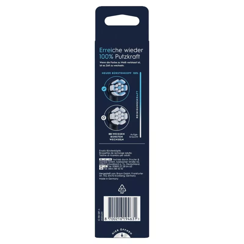 Oral-B 194631 końcówka szczoteczki do zębów 4 szt. czarna
