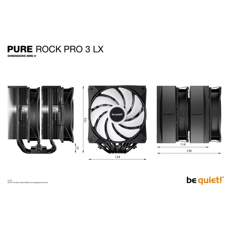 be quiet! Pure Rock Pro 3 LX Czarny chłodzenie powietrzne procesora 12 cm 1 szt.