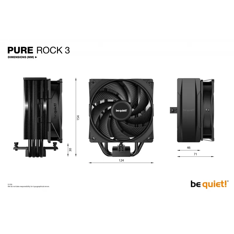 be quiet! Pure Rock 3 Czarny chłodzenie powietrzne procesora 12 cm 1 szt.