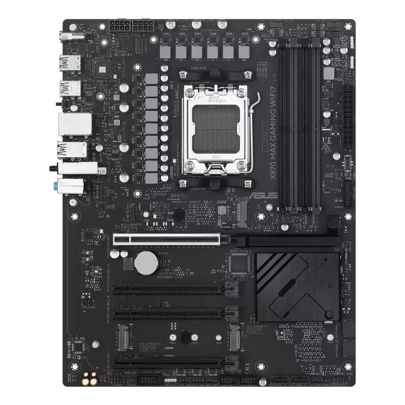 Płyta główna ASUS X870 MAX GAMING WIFI7 ATX — AMD X870, Socket AM5, DDR5, 4 DIMM, 256 GB, Wi‑Fi 7, Bluetooth 5.4, 3 M.2, 2x USB4 Gen3x2