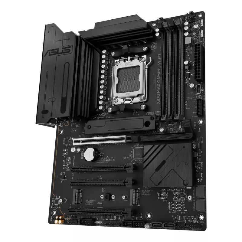 Płyta główna ASUS X870 MAX GAMING WIFI7 ATX — AMD X870, Socket AM5, DDR5, 4 DIMM, 256 GB, Wi‑Fi 7, Bluetooth 5.4, 3 M.2, 2x USB4 Gen3x2