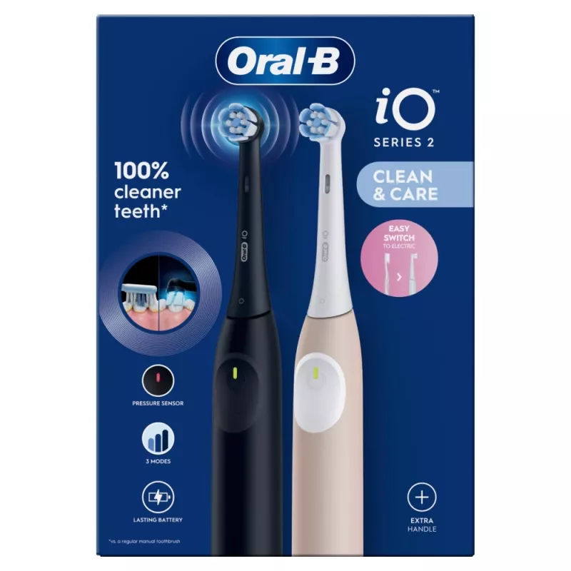 Szczoteczka elektryczna Oral-B iO Series 2 Duo Czarna Różowa Akumulatorowa z inteligentnym czujnikiem nacisku