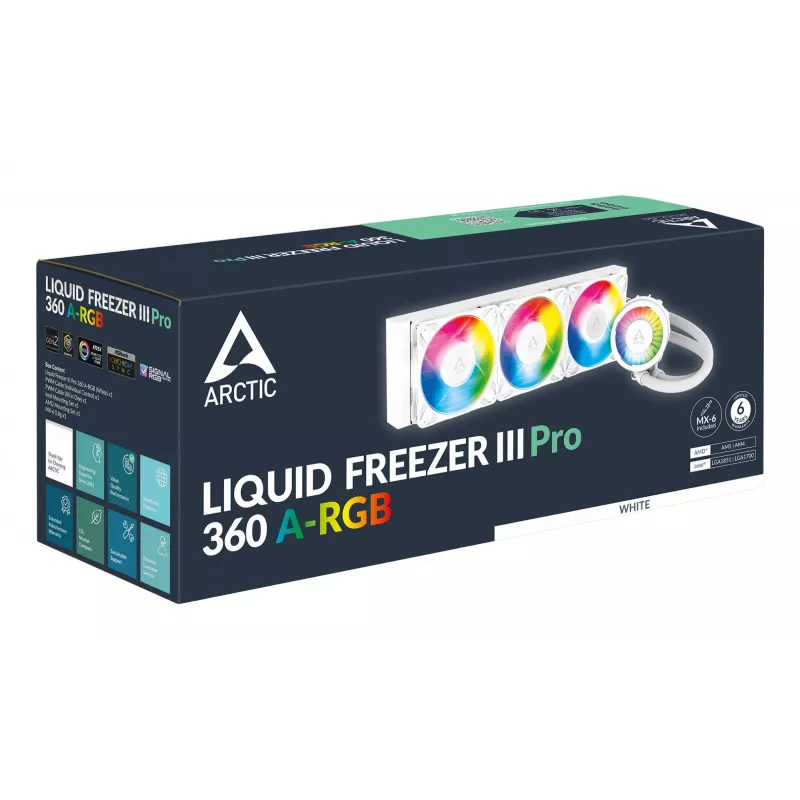 ARCTIC Liquid Freezer III Pro 360 A-RGB (Biały) - Wielokompatybilny, kompletny zestaw chłodzenia wodnego CPU z A-RGB