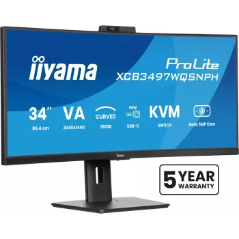 Monitor komputerowy iiyama ProLite XCB3497WQSNPH-B1 86,4 cm (34 cale) 3440 x 1440 pikseli UltraWide Quad HD LED Czarny