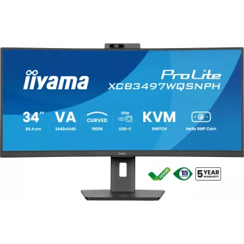 Monitor komputerowy iiyama ProLite XCB3497WQSNPH-B1 86,4 cm (34 cale) 3440 x 1440 pikseli UltraWide Quad HD LED Czarny