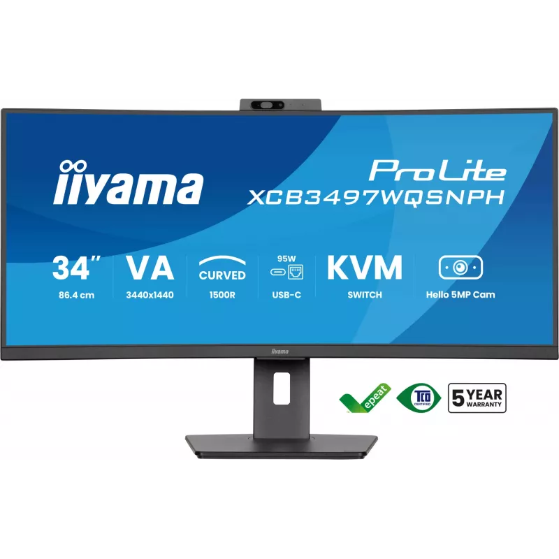 Monitor komputerowy iiyama ProLite XCB3497WQSNPH-B1 86,4 cm (34 cale) 3440 x 1440 pikseli UltraWide Quad HD LED Czarny