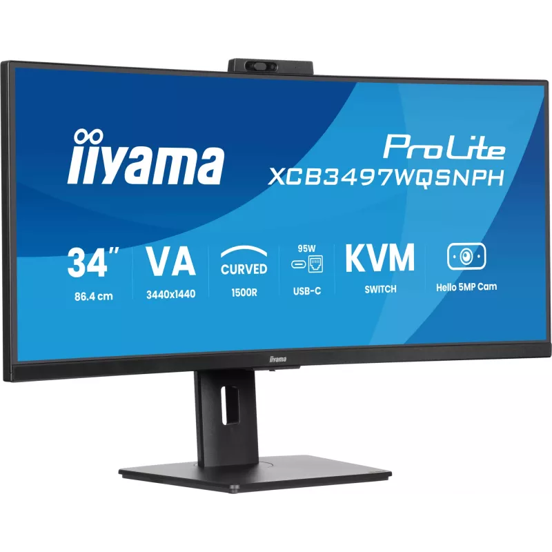 Monitor komputerowy iiyama ProLite XCB3497WQSNPH-B1 86,4 cm (34 cale) 3440 x 1440 pikseli UltraWide Quad HD LED Czarny