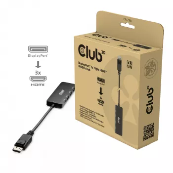 CLUB3D DisplayPort™ na Triple HDMI™ 8K60Hz Hub, DisplayPort, HDMI, 2.1b/1.4a, 13,5 Mbit/s, 120 Hz, 3840 x 2160, 7680 x 4320