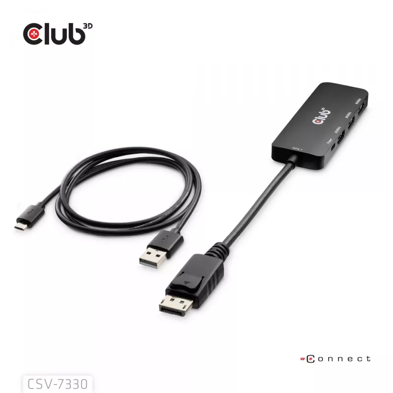 CLUB3D DisplayPort™ na Triple HDMI™ 8K60Hz Hub, DisplayPort, HDMI, 2.1b/1.4a, 13,5 Mbit/s, 120 Hz, 3840 x 2160, 7680 x 4320