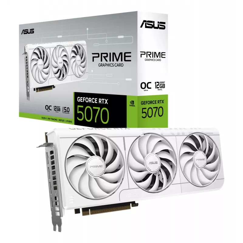 Karta graficzna ASUS GeForce RTX 5070 12 GB GDDR7, PCIe 5.0, 192-bit, biała, 3 wentylatory