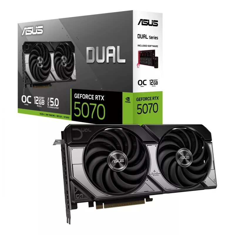 Karta graficzna ASUS GeForce RTX 5070 — 12 GB GDDR7, PCIe 5.0, 192-bit, 3x DisplayPort 2.1b, 1x HDMI 2.1b