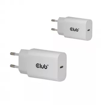 Ładowarka USB‑C 2 szt. CLUB3D CAC-3020, łączna moc 30 W, biała