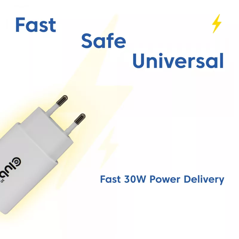 Ładowarka USB‑C 2 szt. CLUB3D CAC-3020, łączna moc 30 W, biała