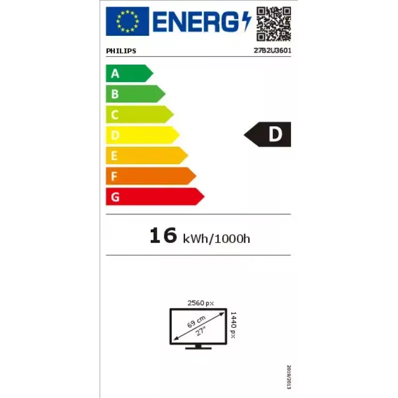 Philips 3000 series 27B2U3601/00 monitor komputerowy 68.6 cm (27 cali) 2560 x 1440 pikseli Quad HD LCD Czarny