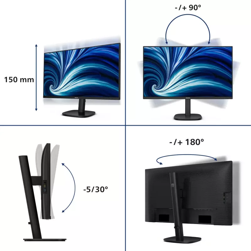 Philips 3000 series 27B2U3601/00 monitor komputerowy 68.6 cm (27 cali) 2560 x 1440 pikseli Quad HD LCD Czarny