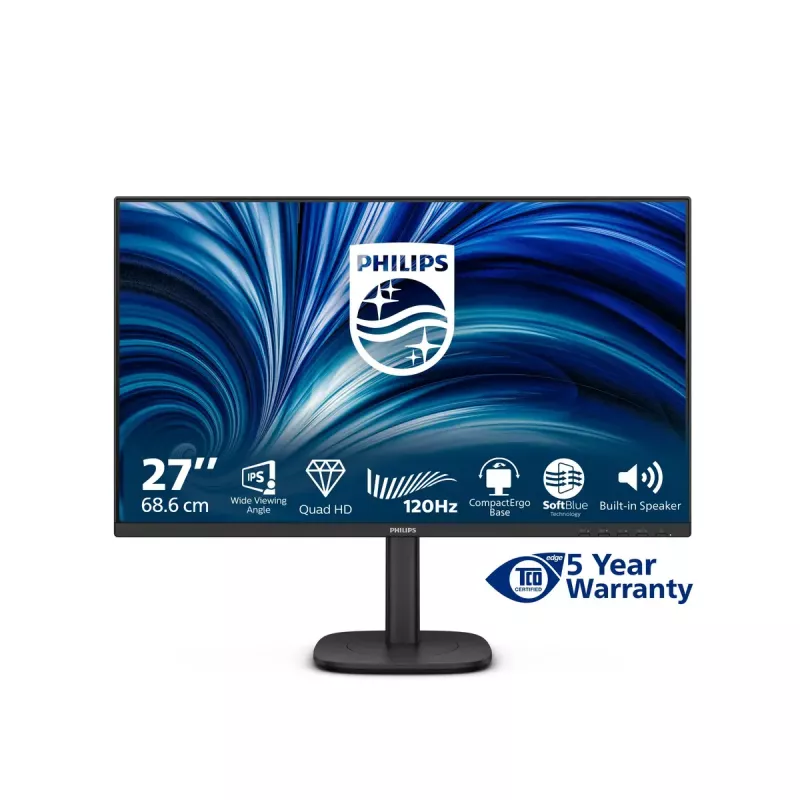 Philips 27B2N3500J/00 monitor komputerowy 68.6 cm (27 cali) 2560 x 1440 pikseli 2K LCD Czarny