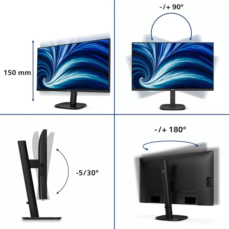 Philips 27B2N3500J/00 monitor komputerowy 68.6 cm (27 cali) 2560 x 1440 pikseli 2K LCD Czarny