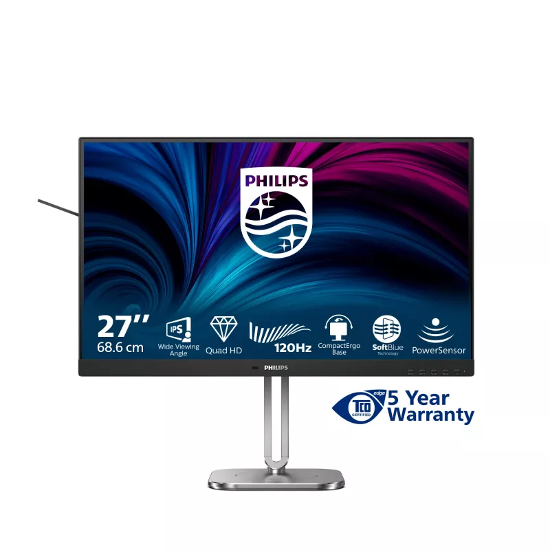 Philips 4000 series 27B2N4500/00 monitor komputerowy 68.6 cm (27 cali) 2560 x 1440 pikseli Quad HD LCD Szary