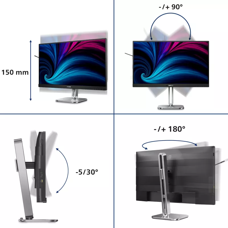 Philips 4000 series 27B2N4500/00 monitor komputerowy 68.6 cm (27 cali) 2560 x 1440 pikseli Quad HD LCD Szary