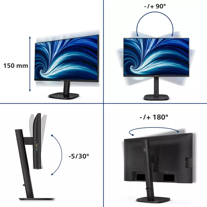 Monitor komputerowy Philips 3000 series 24B2N3200J/00 60,5 cm (23,8 cala) 1920 x 1080 pikseli Full HD LCD Czarny