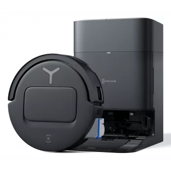 Robot odkurzający Ecovacs Deebot T80 Omni — bezworkowy, pojemnik na kurz 3 l, zbiornik na wodę 0,11 l, bateria 6400 mAh, czas pracy 297 min, czarny